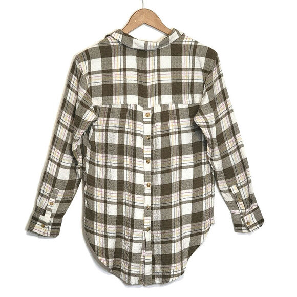 Anthropologie Plaid Button Back Long Sleeve Button Front Tunic Shirt Size XS - Picture 7 of 14